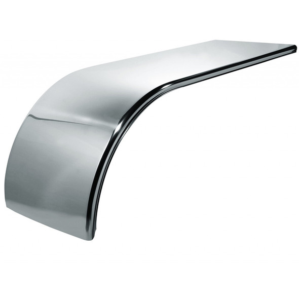 60" Semi Truck Half Fenders Smooth Stainless Steel With Rolled Edge