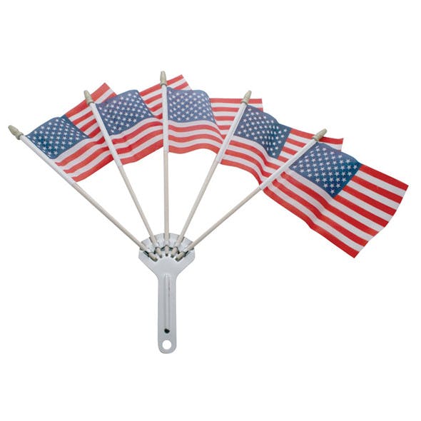 Stainless Steel 5 Post Flag Holder - Shown With Flags