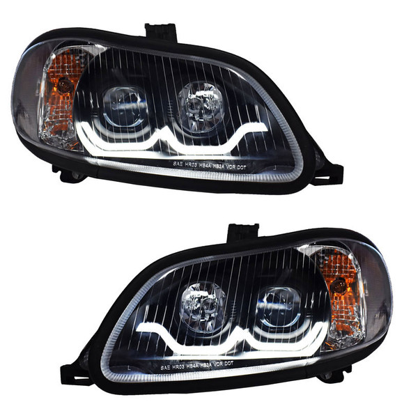 Freightliner M2 Blackout Projector Headlight Pair With Dual Function Sequential LED Light Bar