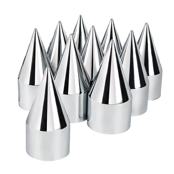 10 Pack of Chrome 1 1/2" Push On Spike Nut Covers