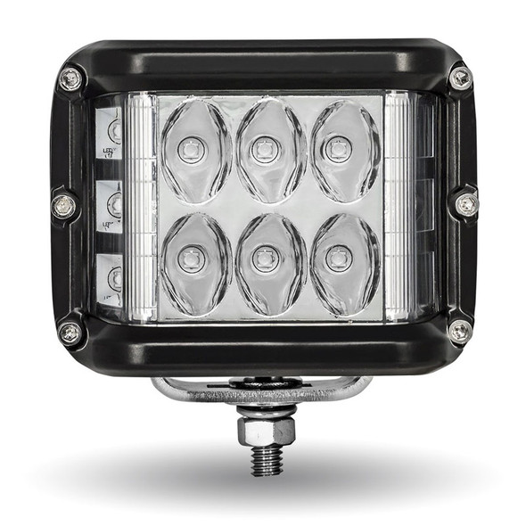 Square Sport Combination LED Spot & Flood Work Lights With Side LEDs Front View