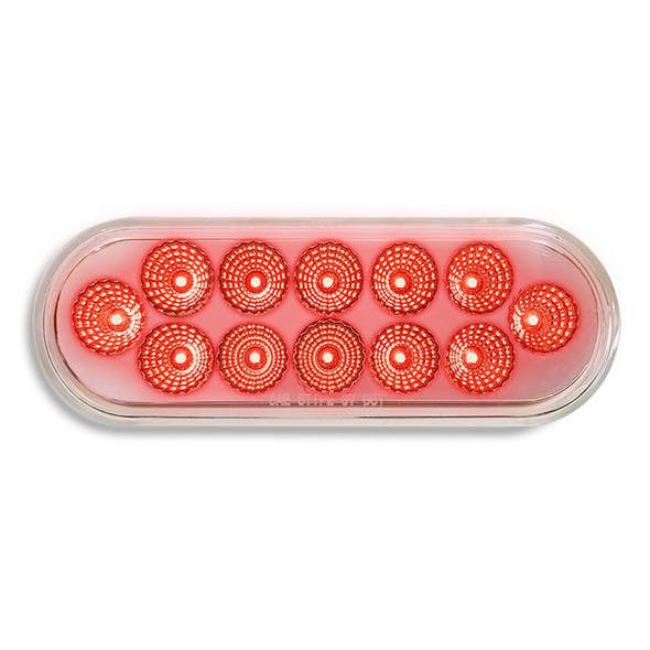 6" Oval 12 LED Dual Color Red STT And Blue Marker Light - Red