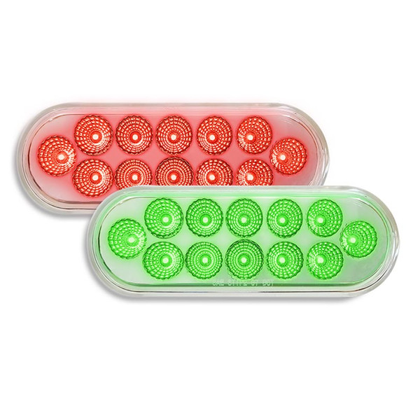 6" Oval 12 LED Dual Color Red STT And Green Marker Light - Default