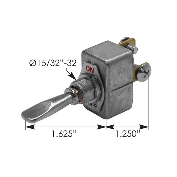 Heavy Duty SPST On Off Toggle Switch 422642 191020 - Dimensions