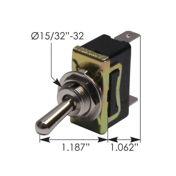 Heavy Duty SPST On Off Toggle Switch 422676 191402Q - Dimensions