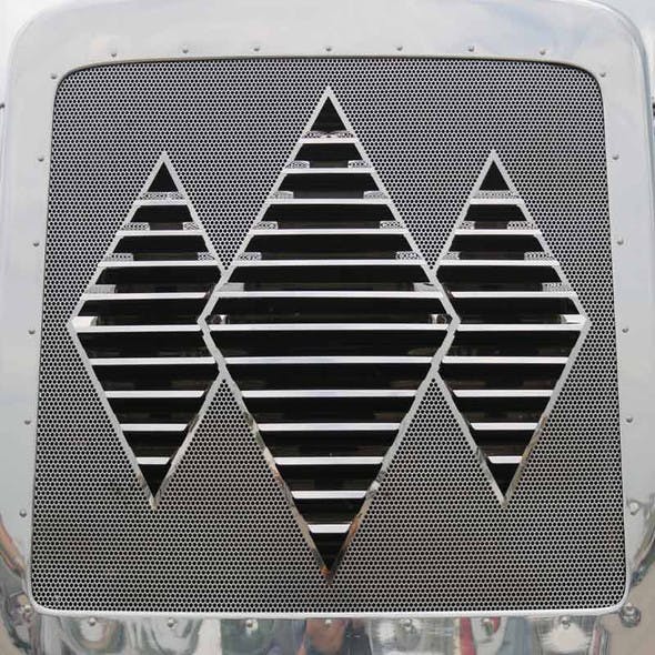 Kenworth T800 Stainless Steel Triple Diamond Louvered Grill Insert By RoadWorks - Forward