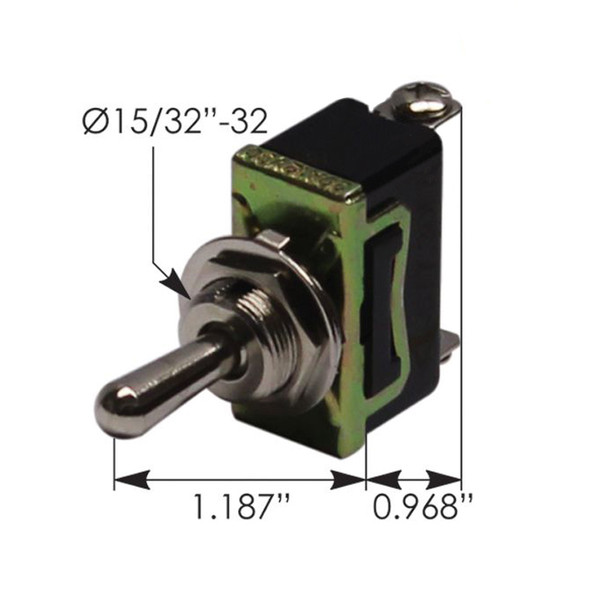 Heavy Duty SPDT On Off On Toggle Switch 422678 191461 - Dimensions
