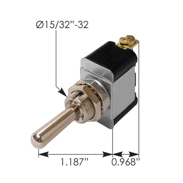 Heavy Duty SPST On Off Toggle Switch 191031 - Dimensions