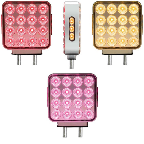 38 LED Square Double Face Dual Revolution Breast Cancer Awareness Pink Fender Light - Default
