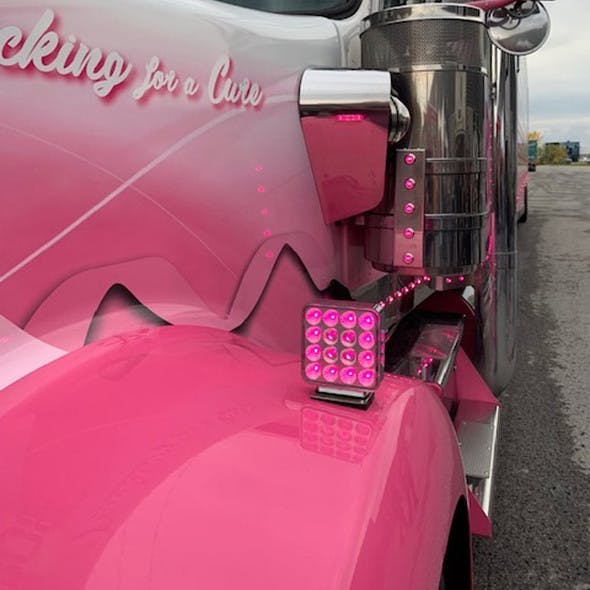 38 LED Square Double Face Dual Revolution Breast Cancer Awareness Pink Fender Light (Installed; On, Day)
