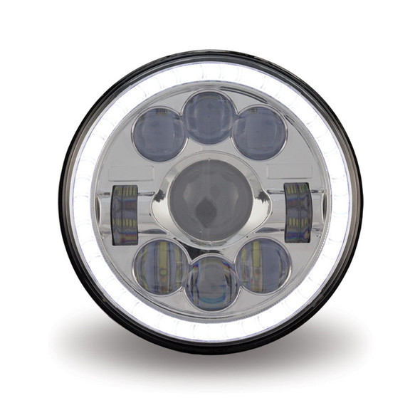 7" Round Projector LED Headlight With Auxiliary Halo Ring