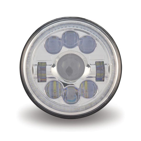 7" Round Projector LED Headlight With Auxiliary Halo Ring LED Off