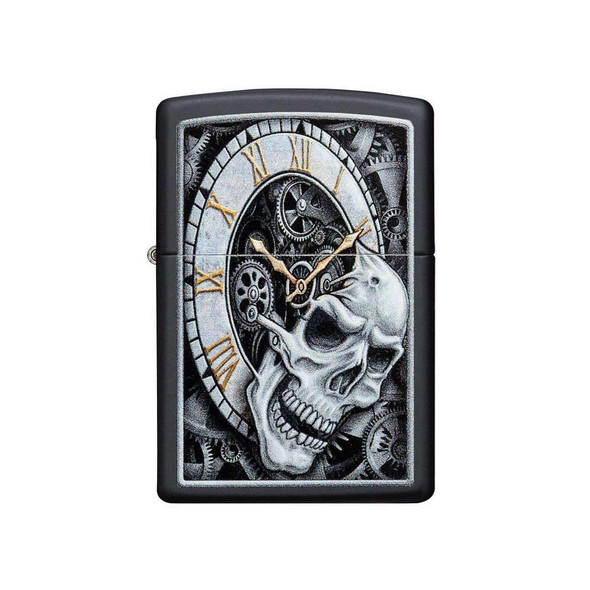 Zippo Skull Clock Matte Black Windproof Lighter 2