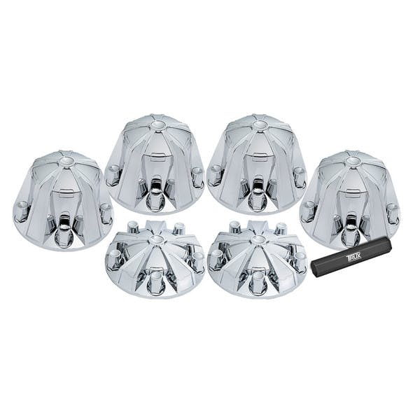 Complete Chrome Mag Wheel Axle Cover Kit with 33mm Thread-On Lug Nut Covers - Default