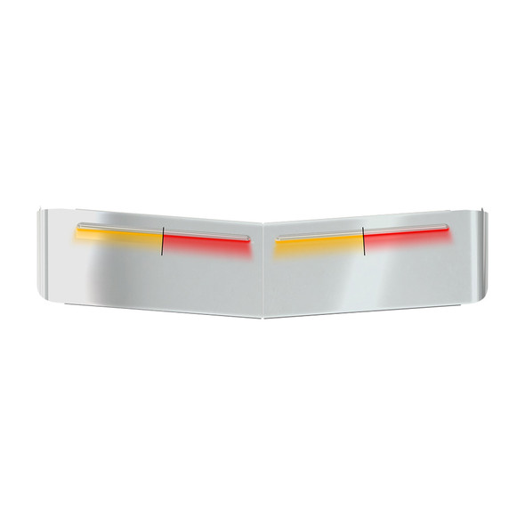 Kenworth 1987 & Newer Louvered Dual Revolution LED Glow Trim 13" Sunvisor For Curved Windshields Amber/ Red