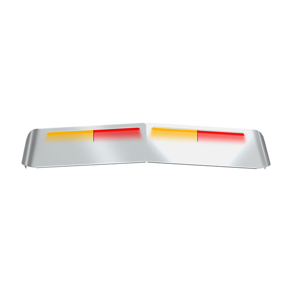 Kenworth 1987 & Newer Louvered Dual Revolution LED Glow Trim 13" Sunvisor For Flat Windshields Amber/ Red