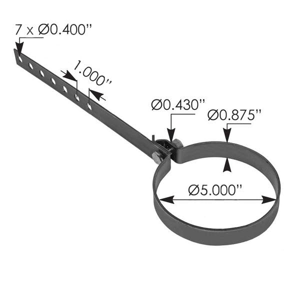 5" Exhaust Pipe Hanger - Dimensions