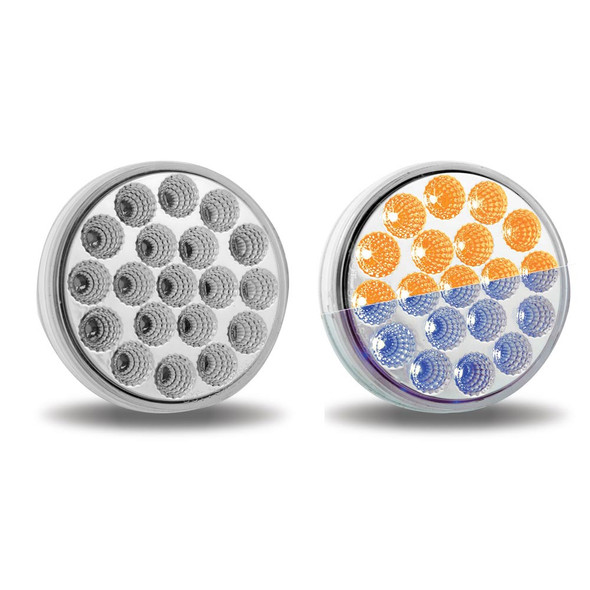 4" Round Dual Revolution Amber & Blue LED Marker Light - Main