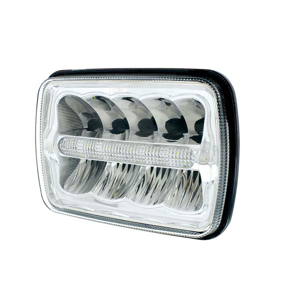 5" x 7" High Power LED Rectangular Headlight with LED Light Bar (Angled)