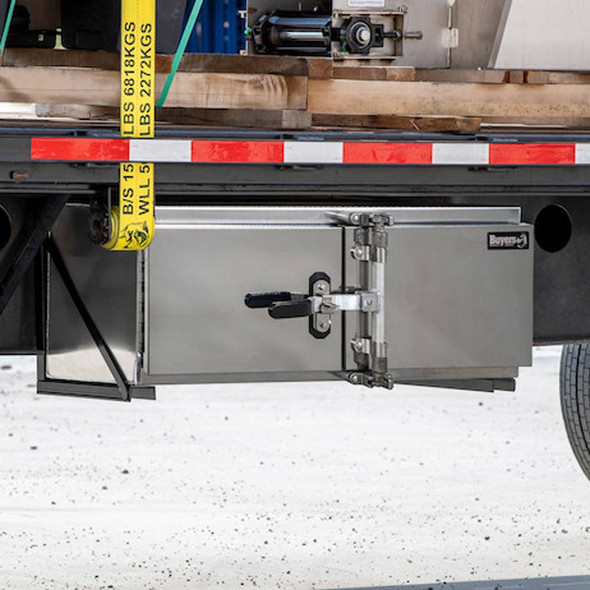 Smooth Aluminum Cam Lock Underbody Tool Box with Stainless Steel Doors - Installed
