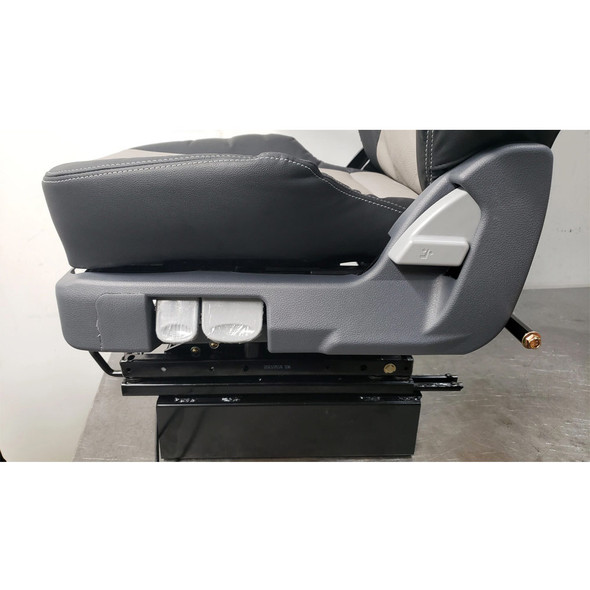Prime TC200 Series Air Ride Suspension Genuine Grey/Black Leather Truck Seat With Arm Rests - Controls