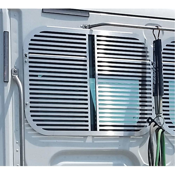 Freightliner 112 Day Cab Stainless Steel Rear Window Guards - Close-Up
