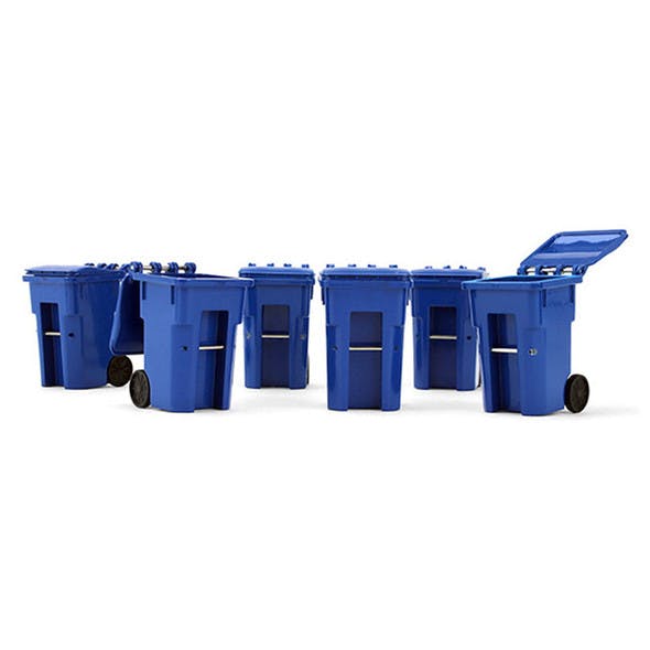 Blue Trash Bin Set Of 6 Replica 1/34 Scale
