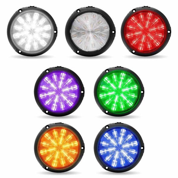 Peterbilt 6" Round Multicolor LED Interior Cab Dome Light With Matte Black Bezel 16-08319 - Thumbnail