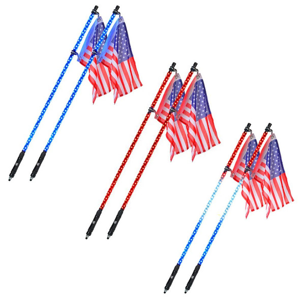 4' U.S. Flag Spiral LED Whip Light Pair - Default