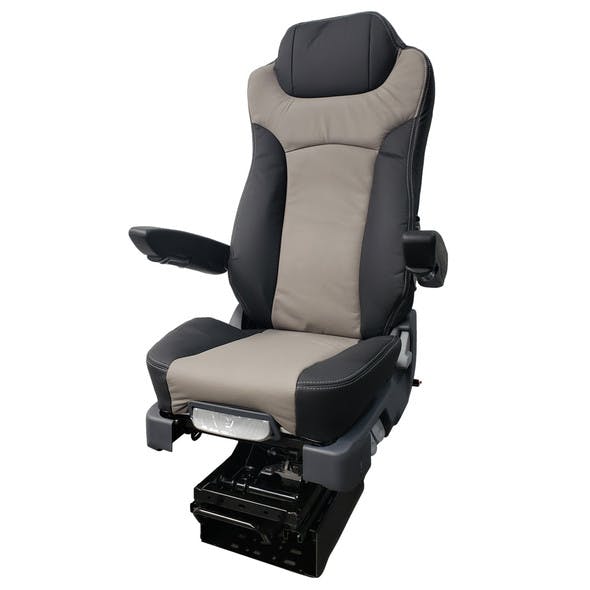 Prime TC400 Series Air Ride Suspension Genuine Grey/Black Leather Truck Seat With Arm Rests - Default