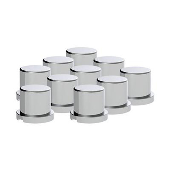 10 Pack Of Chrome Plastic 15/16" Push On Cylinder Nut Covers - Default