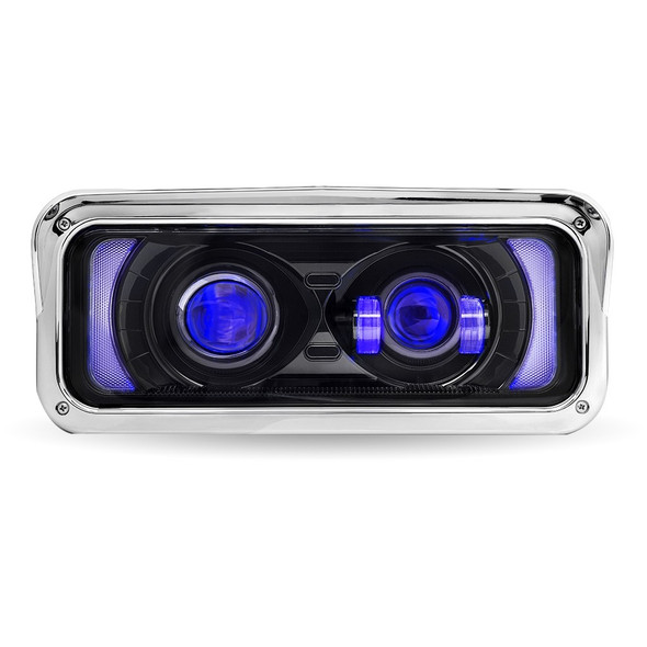 Freightliner Classic Black Projector Headlight Assembly With Optional Heat & Backlit Auxiliary - Black non heated on
