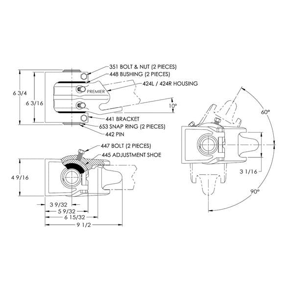 440 440A Series Hinge Assembly - Dimensions