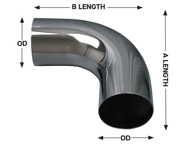 5" Universal Chrome Elbow L590-1010C - Dimensions