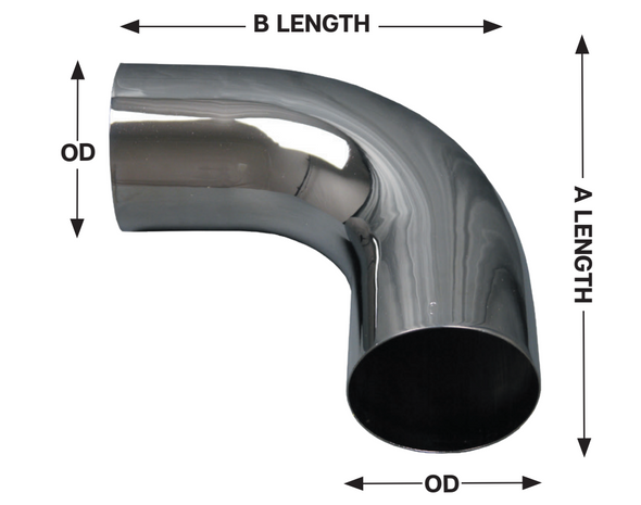 4" Universal Chrome Elbow L490-1212C - Dimensions