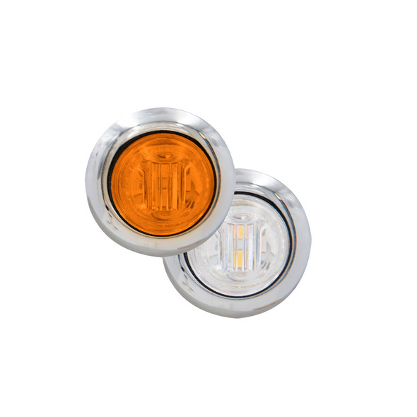 3/4" Round Clearance Marker Light With Stainless Steel Bezel by Maxxima Amber and White