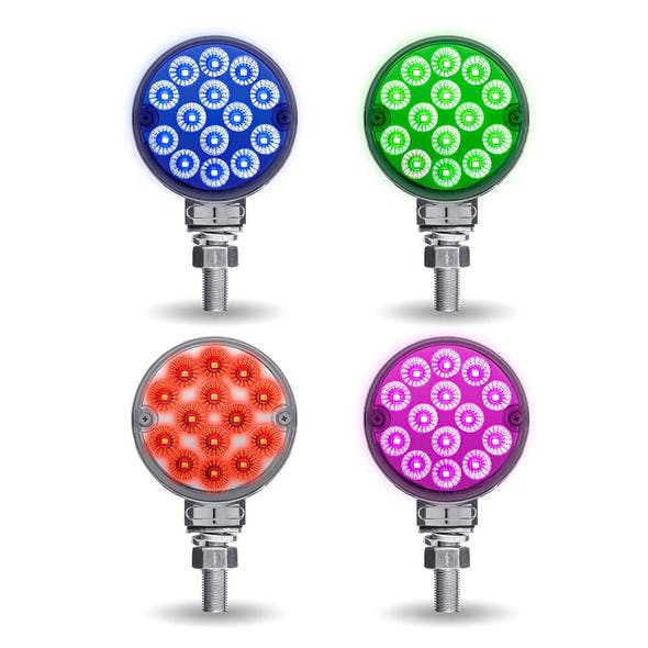 3" Mini Round Dual Revolution Single Post LED Marker & Turn Signal Reflector Light default