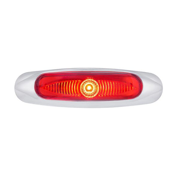 5 3/4" Wide 3 LED ViperEye Clearance Marker LED Light - Red LED/ Red Lens ON