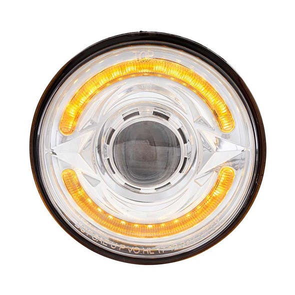 ULTRALIT 5 3/4" Round LED Headlight With Dual Color Light Bar - Low Beam Amber