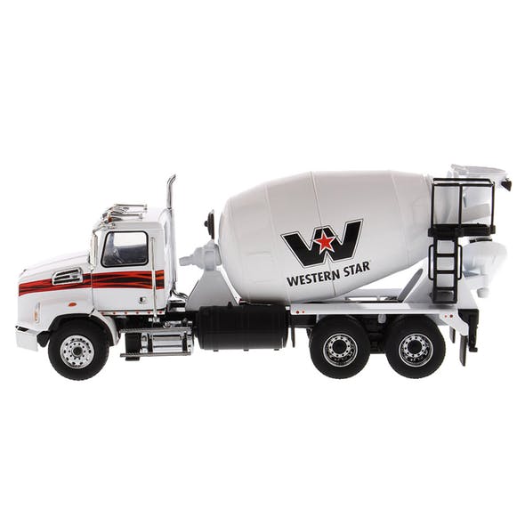 Western Star 4700 SF White Concrete Mixer Truck & Drum Replica 1/50 Scale Side View