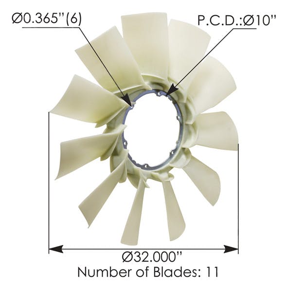 Mack Fan Blade 85111556 Dimensions
