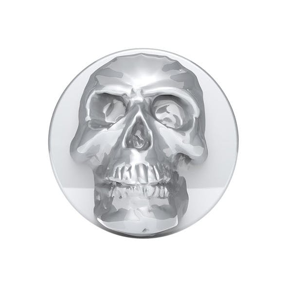 Vibrant Color Skull Air Valve Knob - Liquid Silver Face