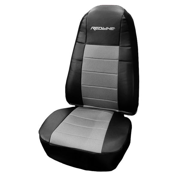 Universal Faux Leather and Cloth 2-Piece Premium Highback Seat Cover by Redline - Black/Black