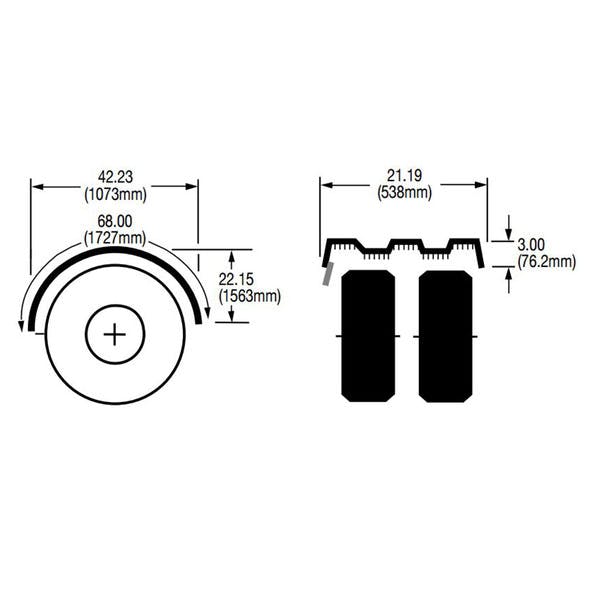 Black Spray Master FRX Series Single Axle Poly Fenders For 19.5" Wheels - Diagram