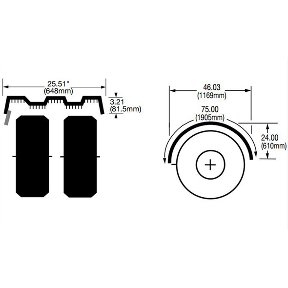 Navy Blue Spray Master Poly Truck Fenders For 22.5" Or 24.5" Wheels - Diagram