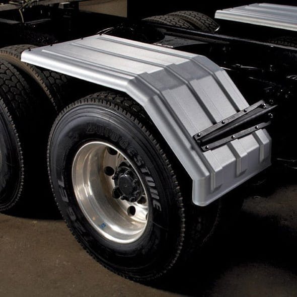 Poly Truck Half Fenders Square Back Galvanized Color Minimizer 1550 Fender Series (Mounted)
