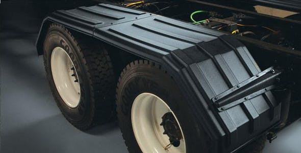 Minimizer Poly Truck Fenders Tandem Axle Black Square Bruiser 52" 1500 Series (Installed)