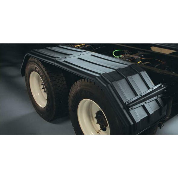 Minimizer Poly Truck Fenders Tandem Axle Black Square Bruiser 54" 1554 Series (Installed)