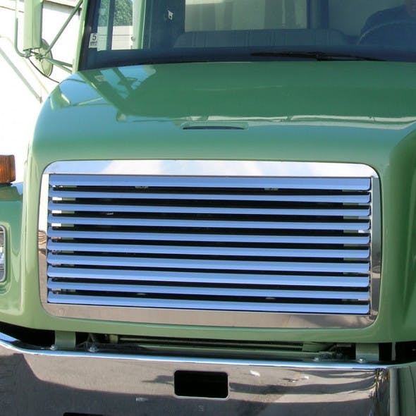 Freightliner FL 50 60 70 80 Stainless Steel Grill Insert On Green Truck