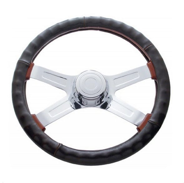 Universal 18" Dark Brown Leather Steering Wheel Cover